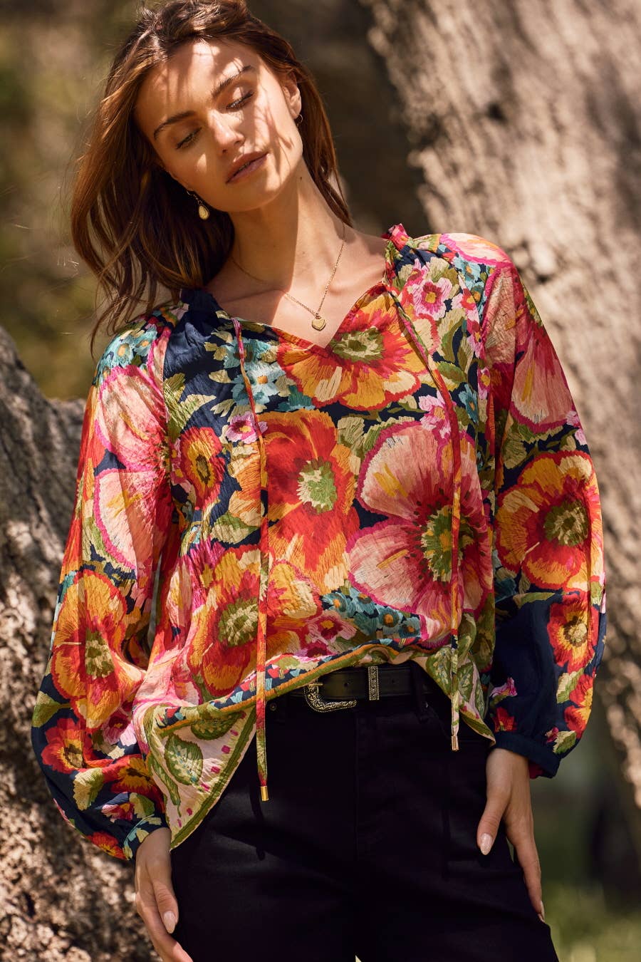 Floral Border Printed Blouse