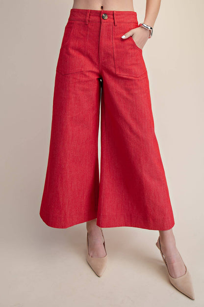 Crop High-Rise Wide-Leg Pants