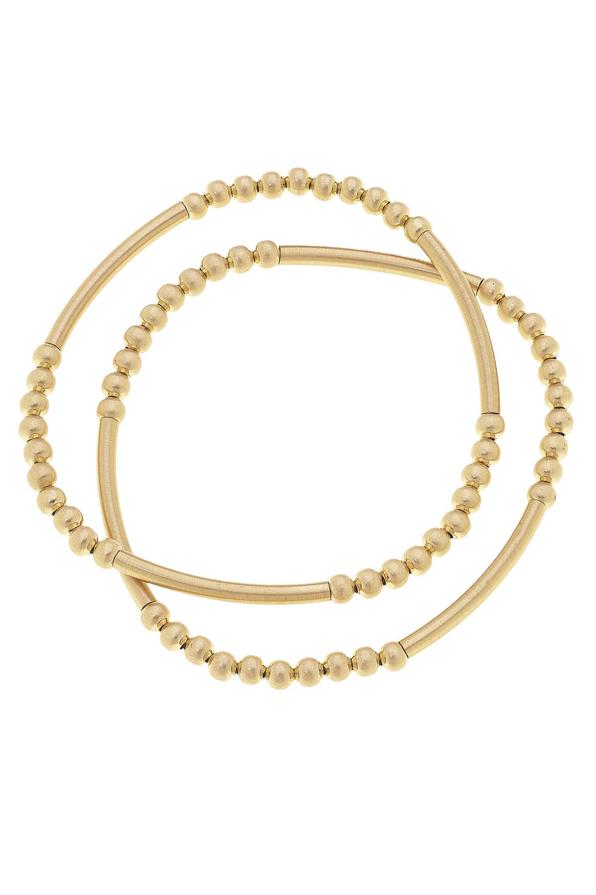 Canvas Style Satin Metal Beaded Stretch Bracelets