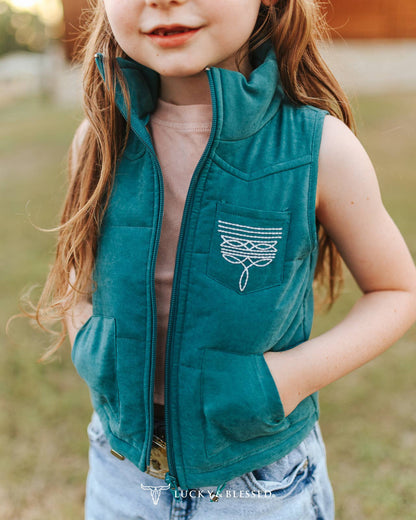 LUCKY & BLESSED Girl's Jade Boot Stitch Vest