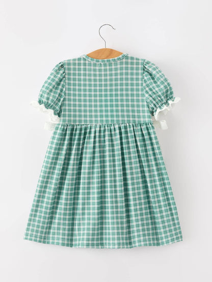Girl's Western Plaid Horse Embroidered Dress