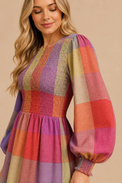 J.NNA Technicolor Dream Smocked Maxi Dress