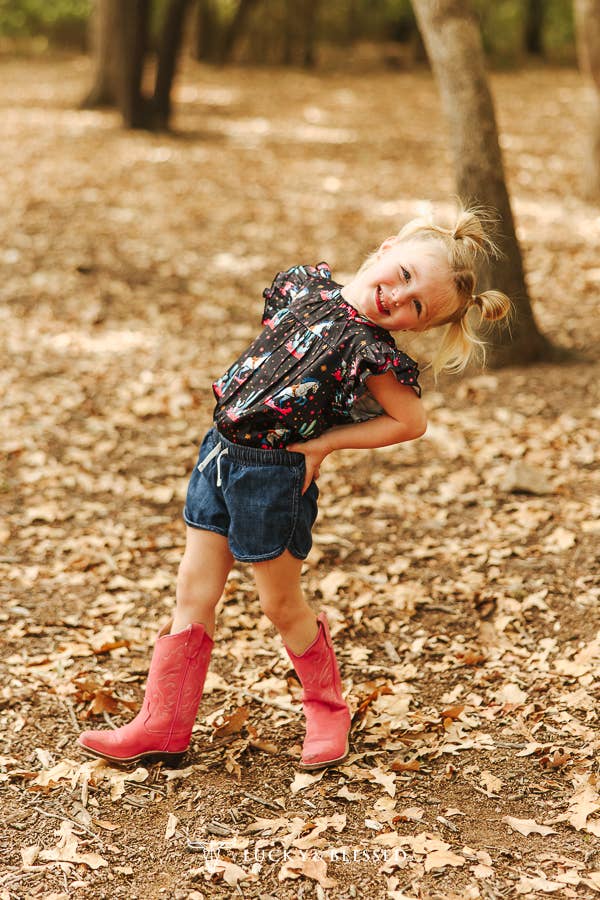 LUCKY & BLESSED Girl's Satin Ruffle Top