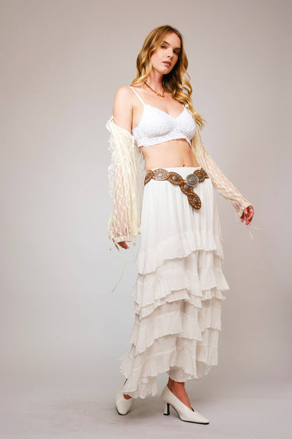 Crinkle Smocked Waist Maxi Skirt