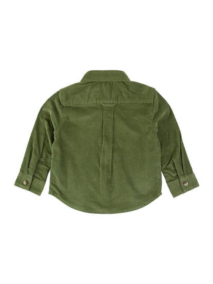 Boys Olive Corduroy Button Down Shirt