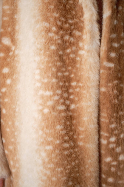 Blue B Deer Print Faux Fur Coat