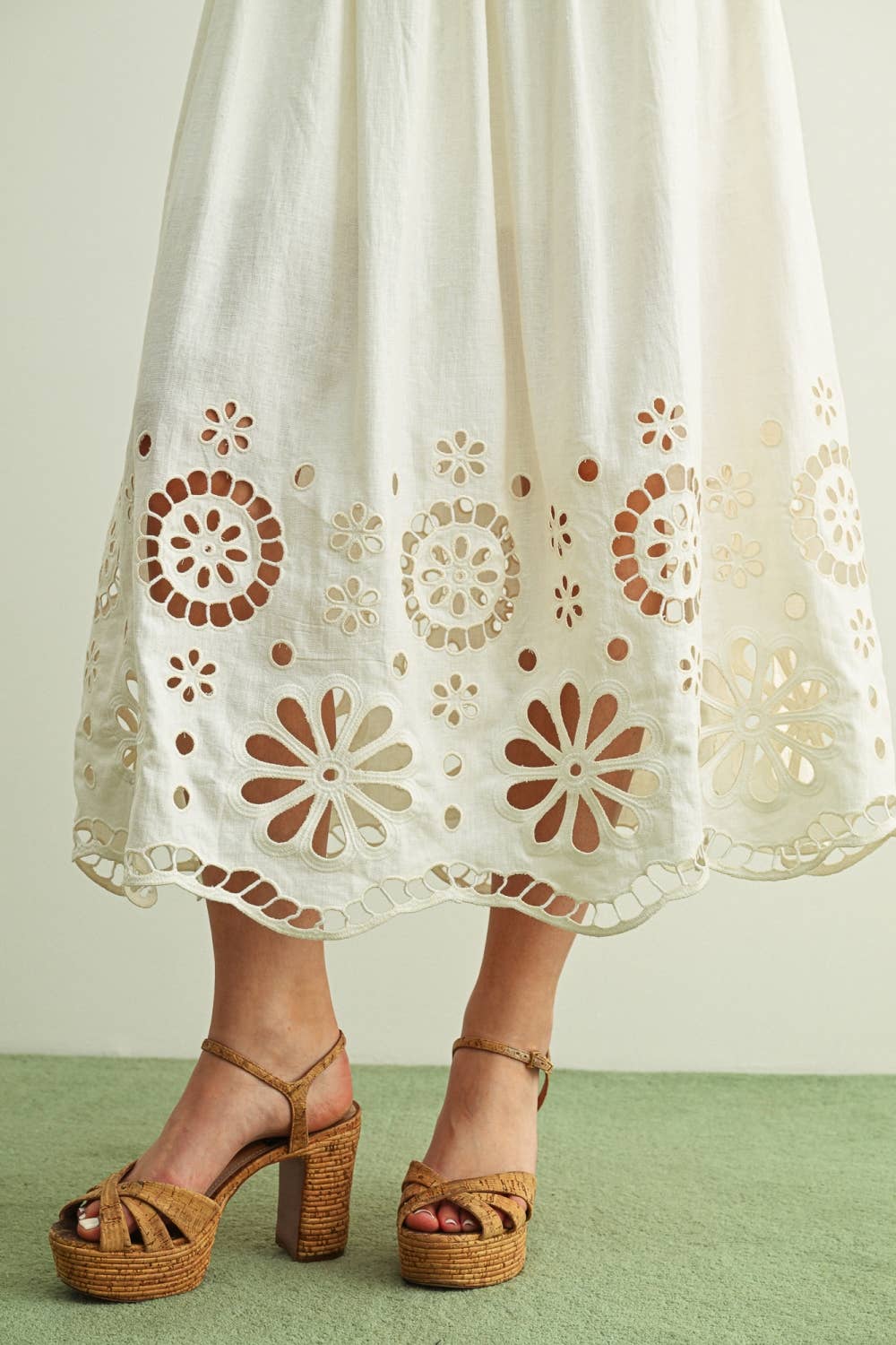 Floral Embroidered Boat Neck Top & Skirt Set
