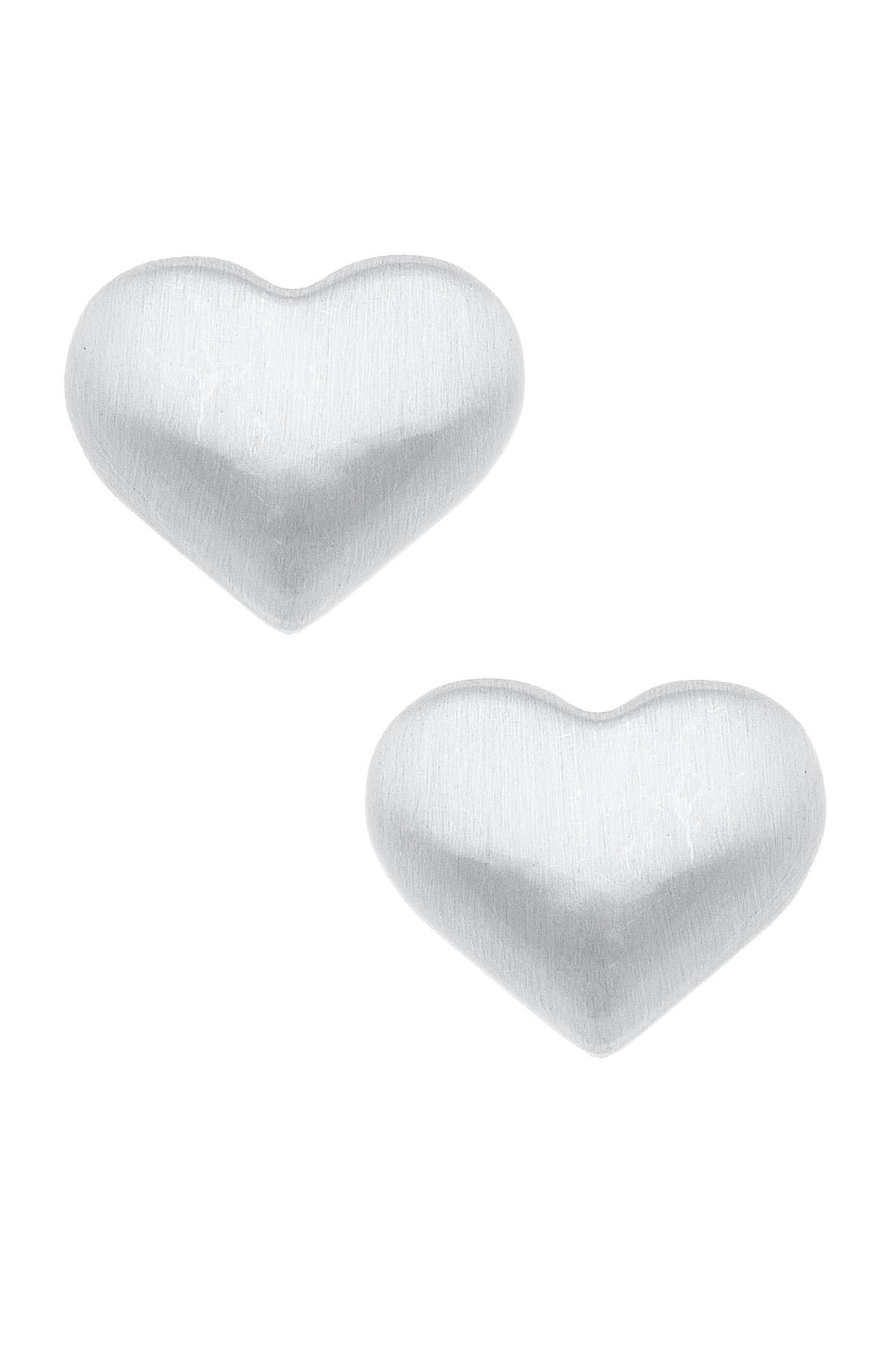 Canvas Style Icon Puffed Heart Stud Earrings
