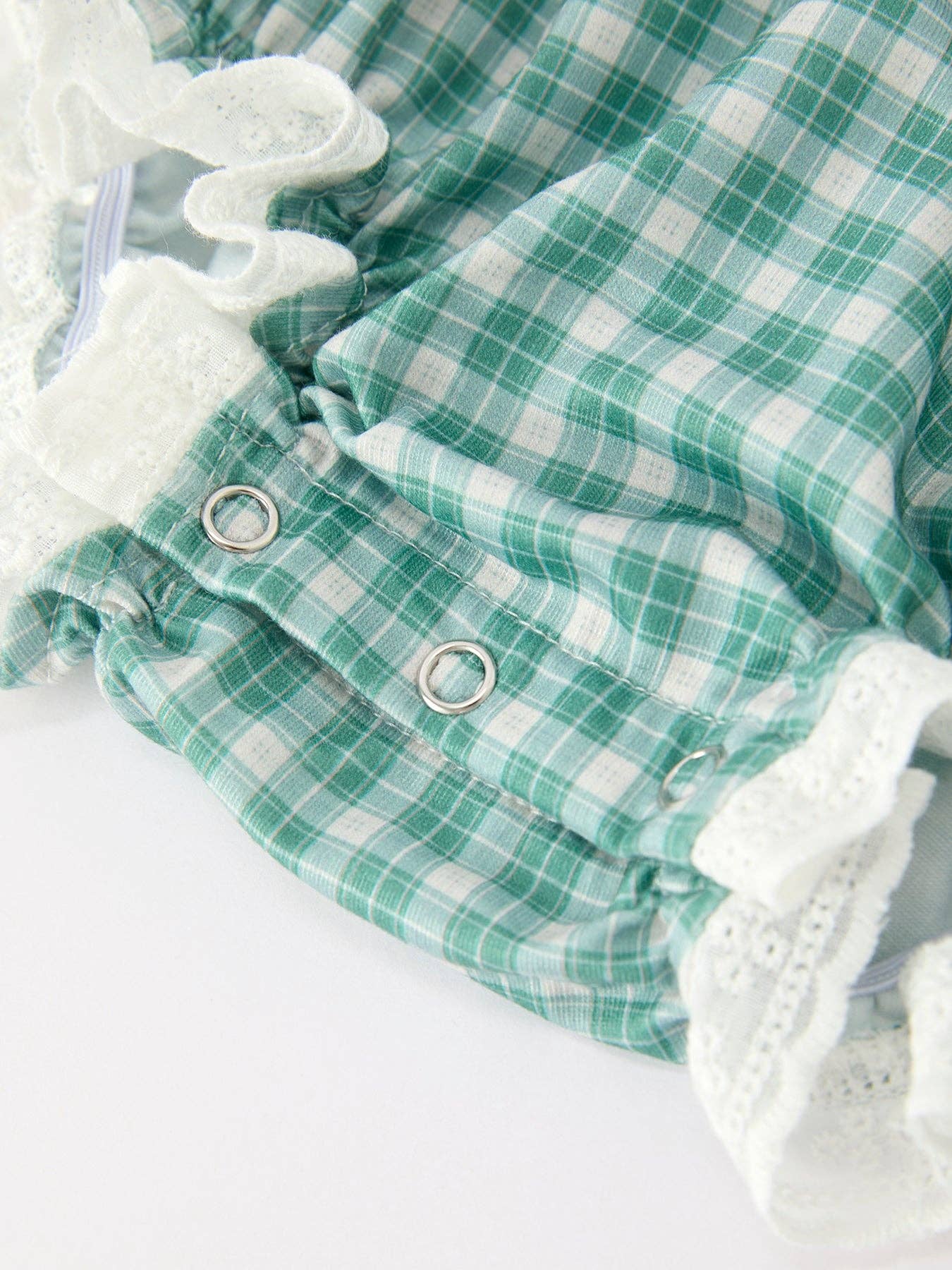Girl's Western Plaid Horse Embroidered Bubble Romper