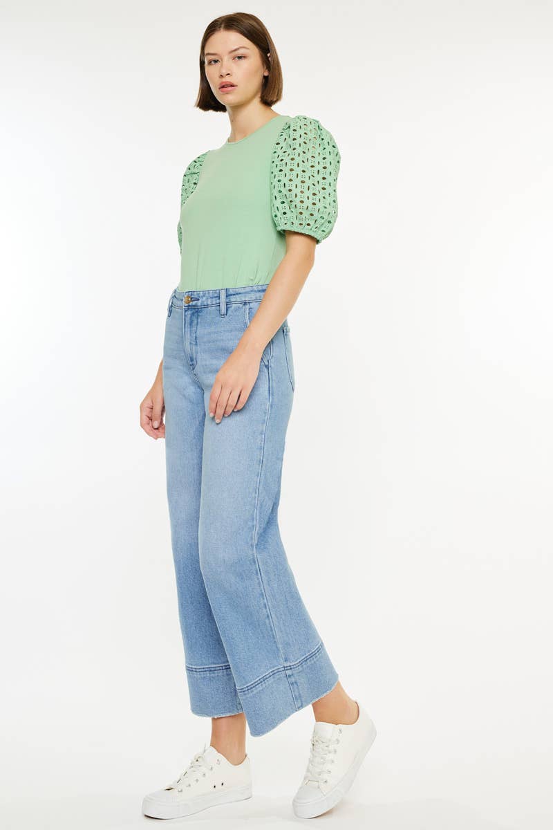KanCan Darla High Rise Cropped Wide Leg Jeans