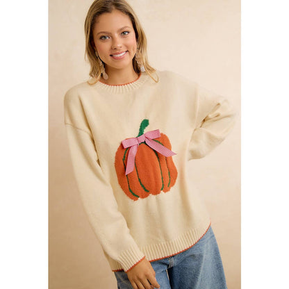 PUMPKIN BOW SWEATER TOP