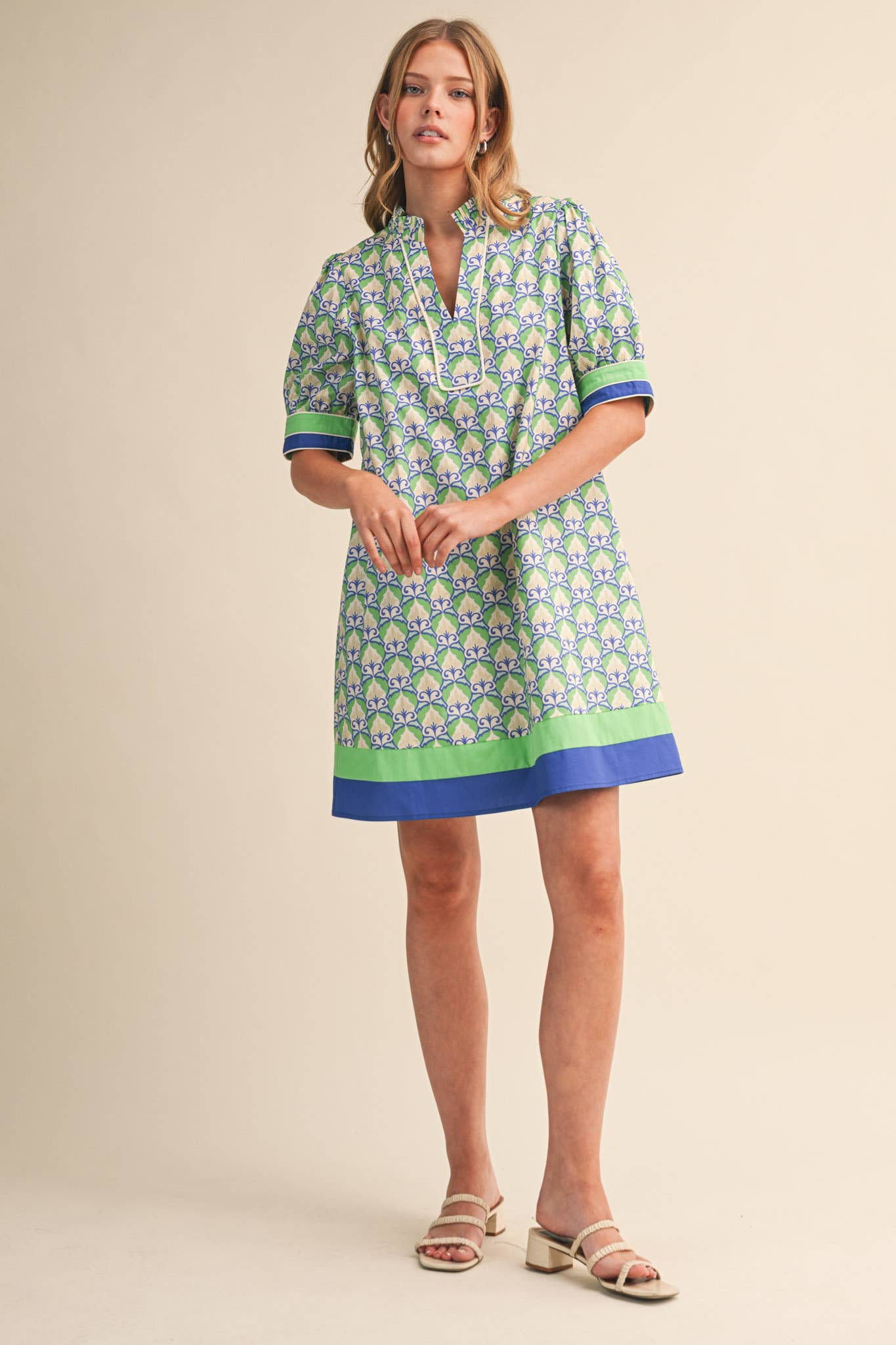 Vintage Floral Puff Sleeve Mini Dress