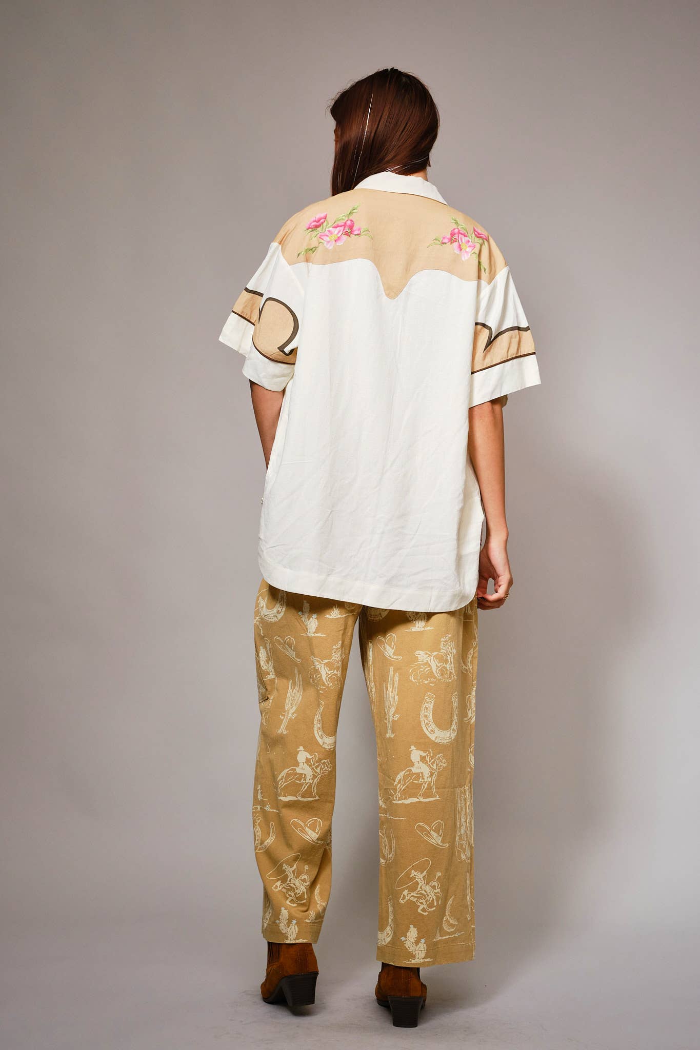 Western Motif Wide Leg Pants