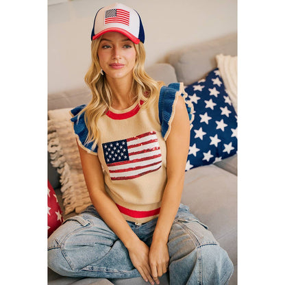 American Flag Knit Top