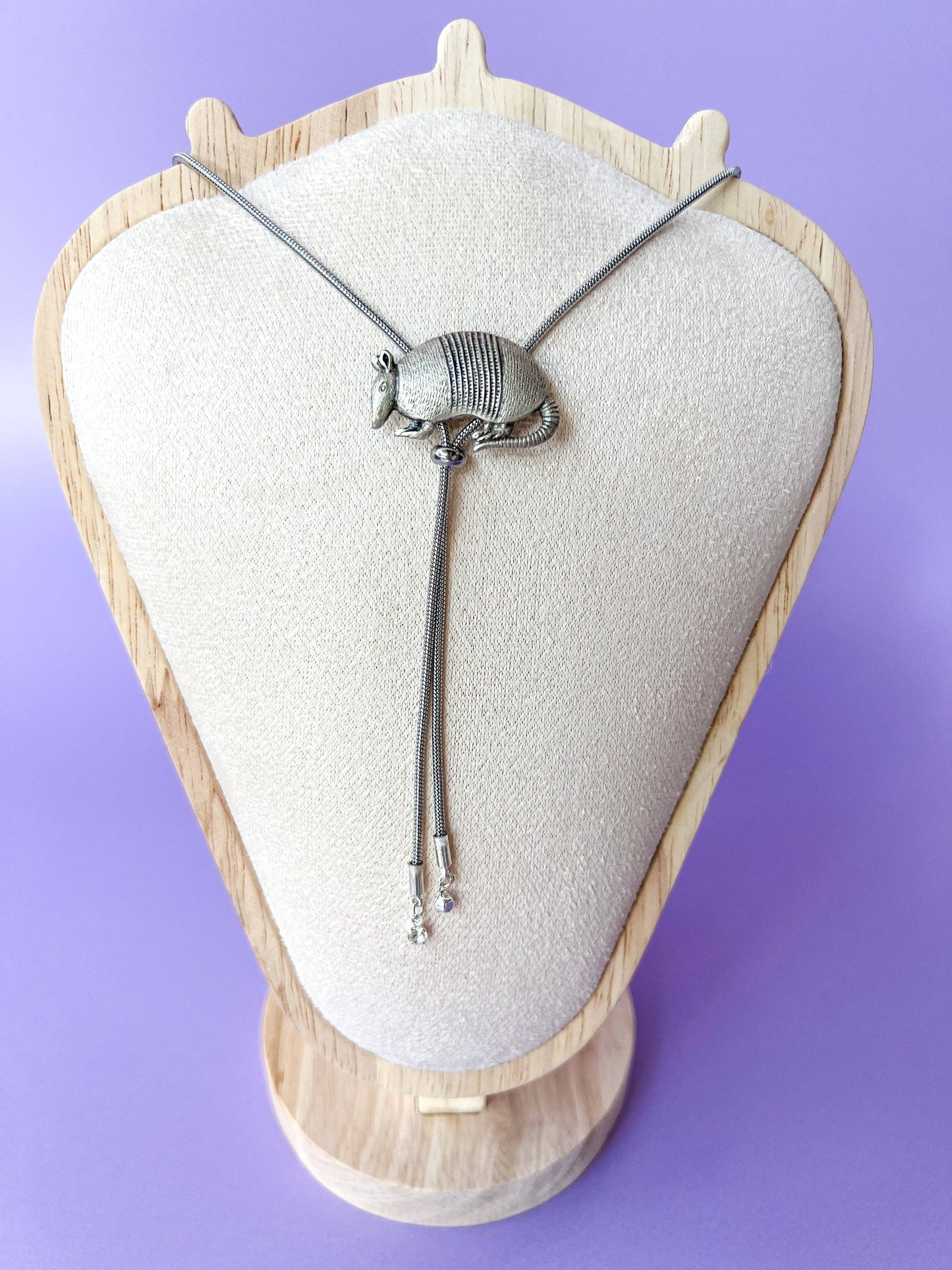 Armadillo Silver Vintage Style Bolo Tie