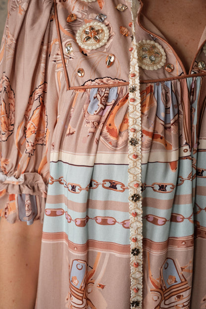 Blue B Western Scarf Print Babydoll Dress