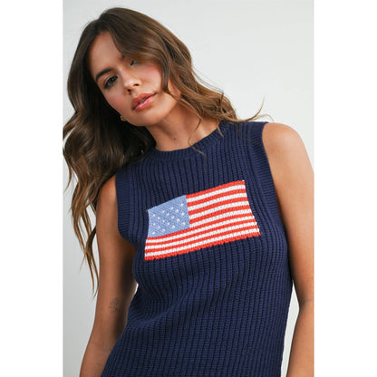 American Flag Sleeveless Knit Dress