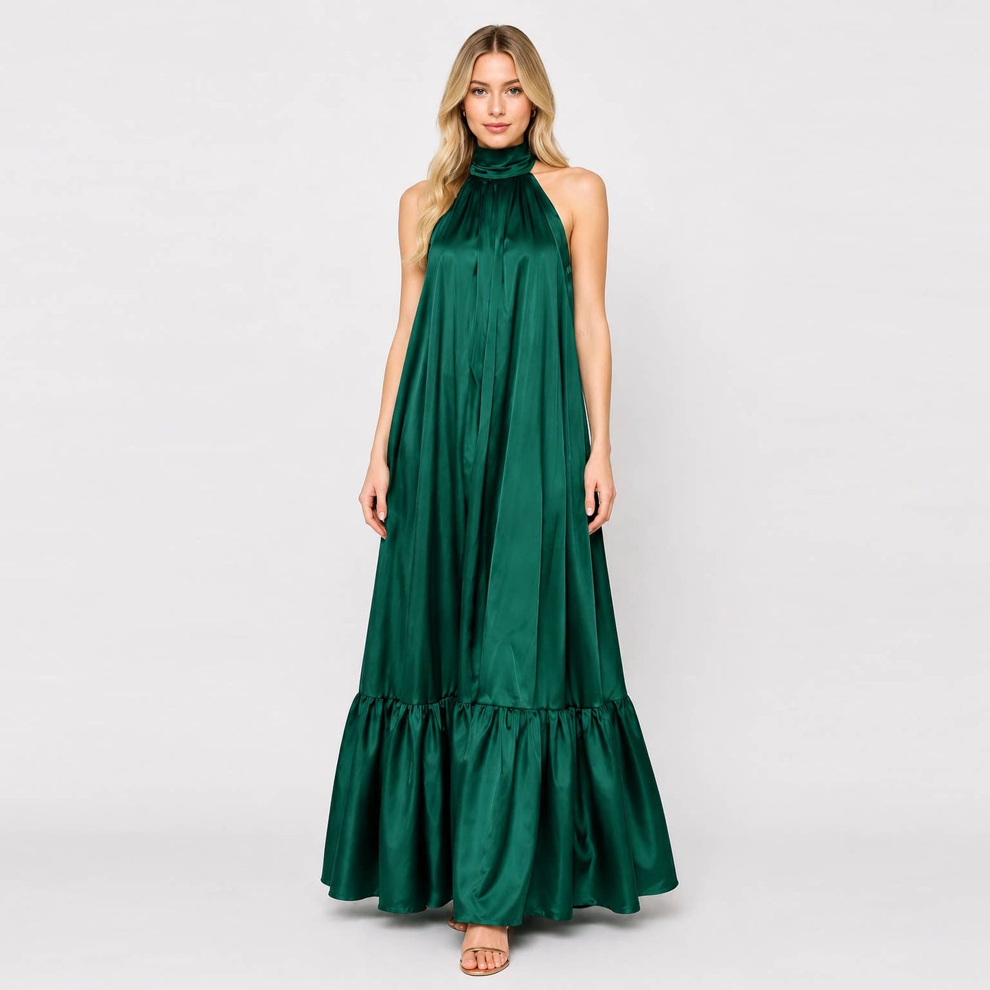 Sabrina Satin Halter Maxi Dress