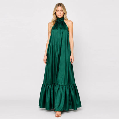 Sabrina Satin Halter Maxi Dress