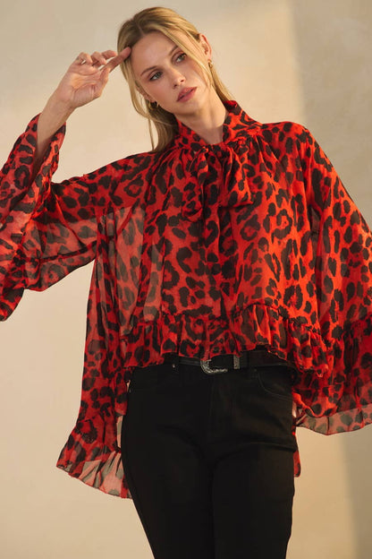 Leopard Printed Chiffon Blouse