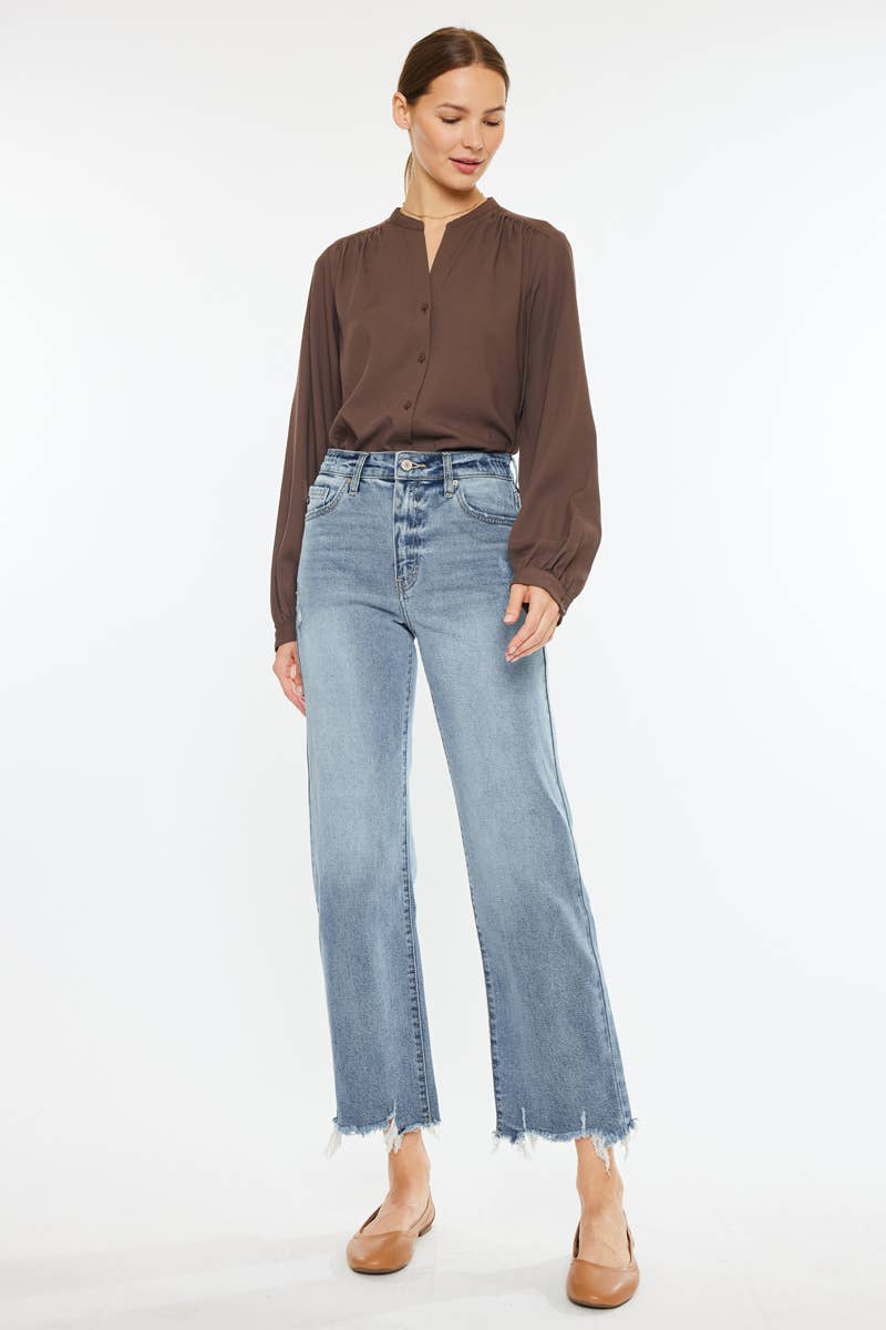 KanCan Violet High Rise Slim Wide Leg Jeans