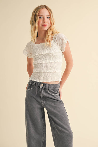 Tween Girls Tiered Smocked Top