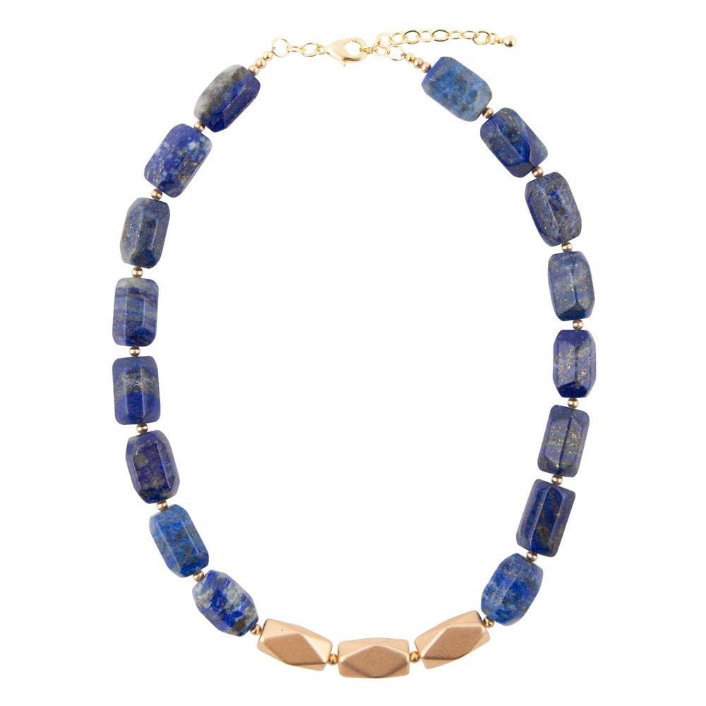 Barse Blue Lapis Nugget Necklace
