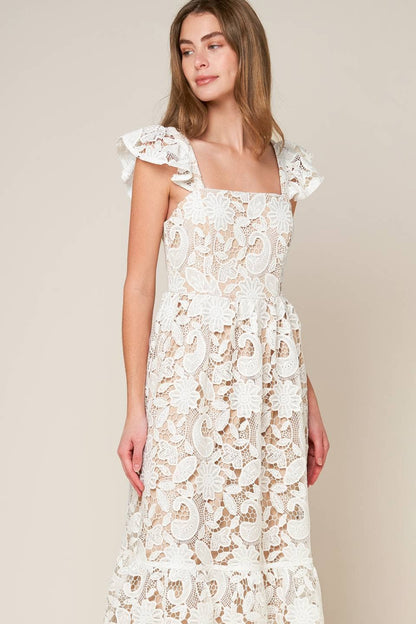 White Lace Midi Dress
