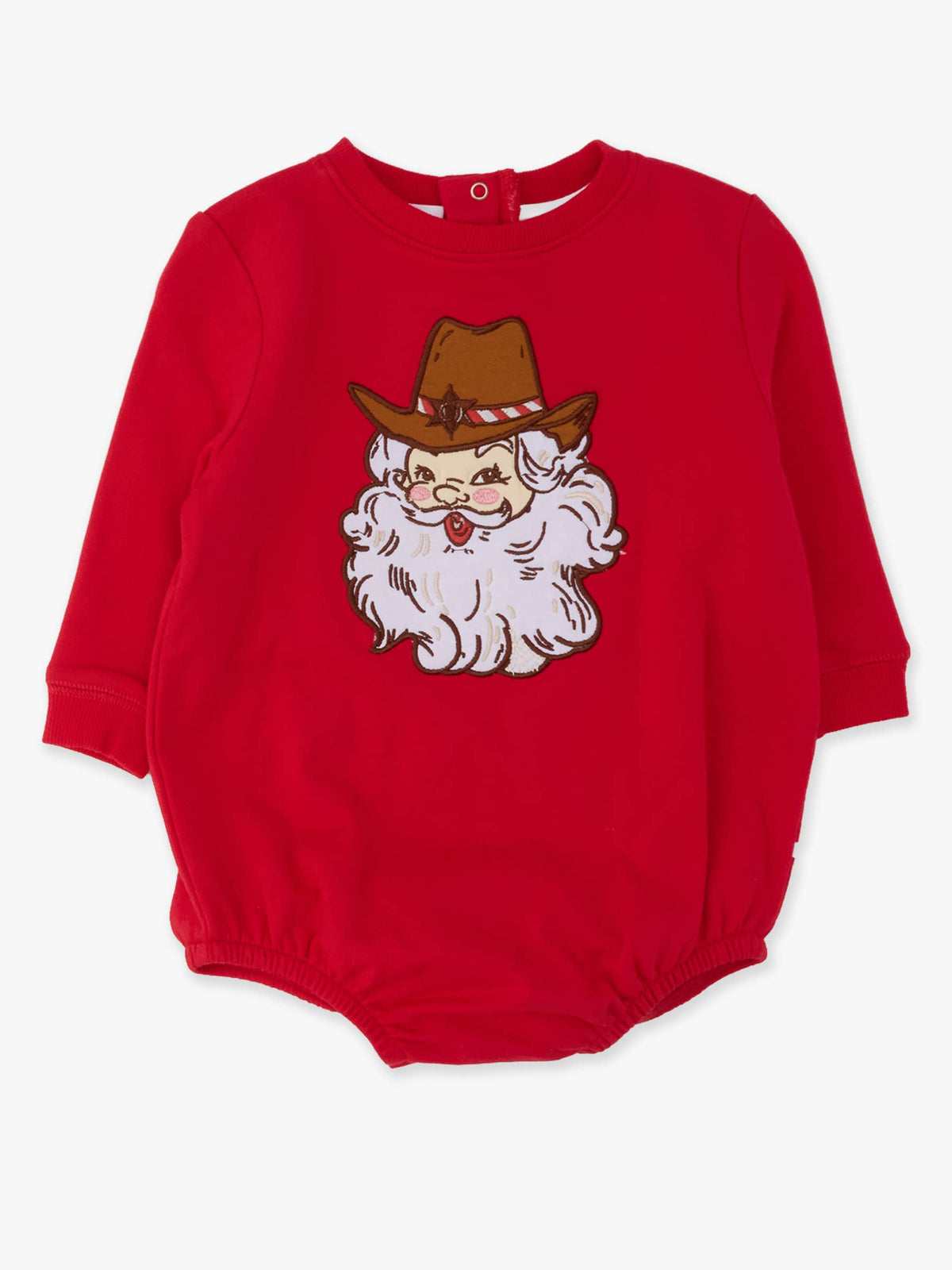 Baby Western Santa Sweatshirt Bubble Romper