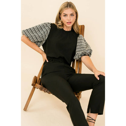 Embroidered Puff Sleeve Top