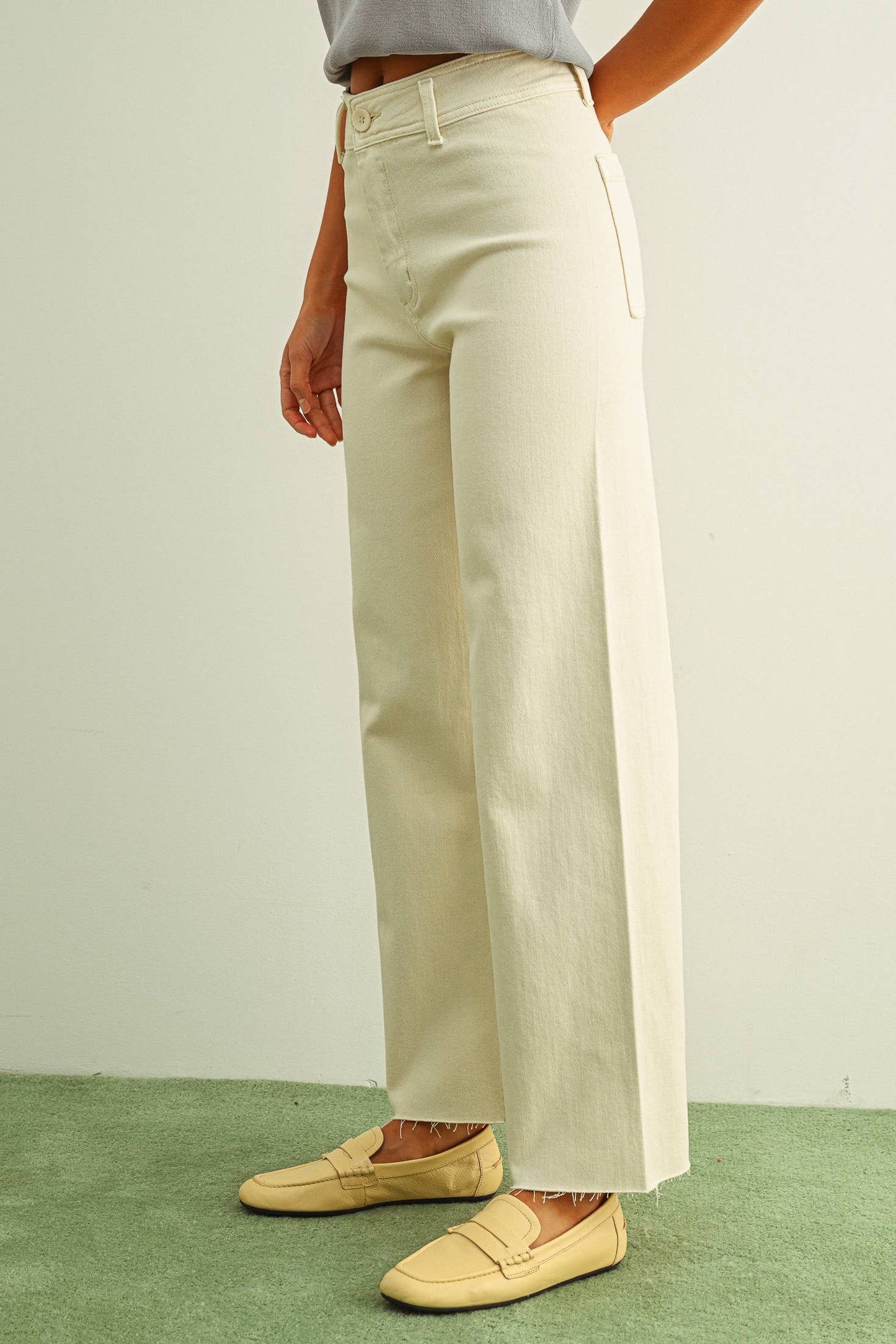 Straight Wide Leg Denim Pants
