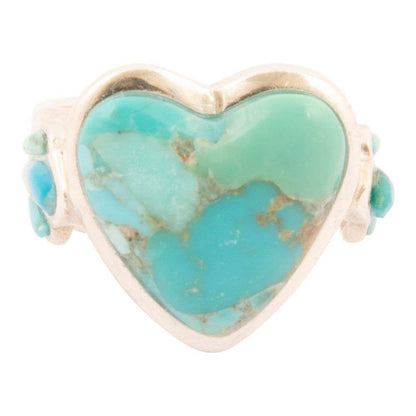Barse Jewelry Blue Turquoise Heart Sterling Silver Statement Ring