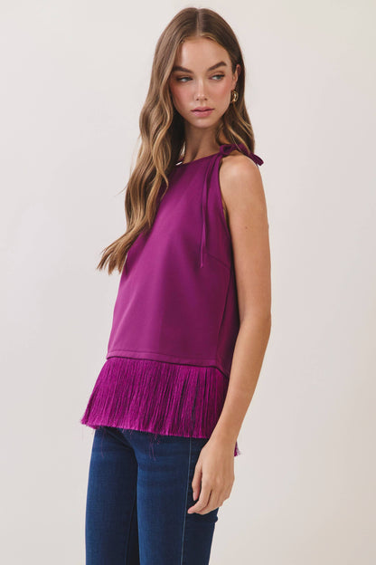 TCEC Fringe Hem Sleeveless Top