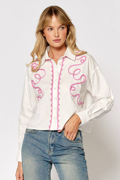 Button Down Embroidery Detail Shirt