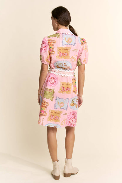Linen Spring Detail Shirt Dress