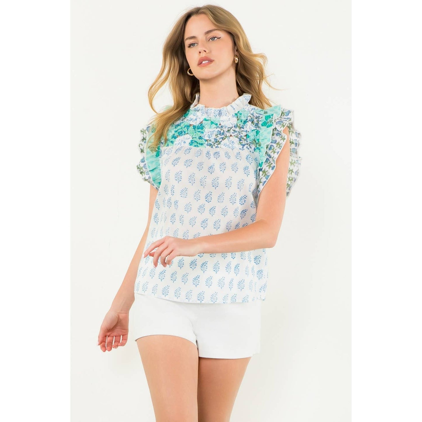 Flutter Sleeve Floral Print Top