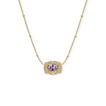 SpurWest Gold Belt Buckle Birthstone Necklace