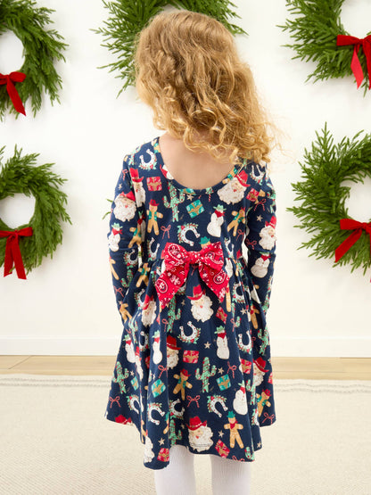 Girls Giddy Up Santa Twirl Dress