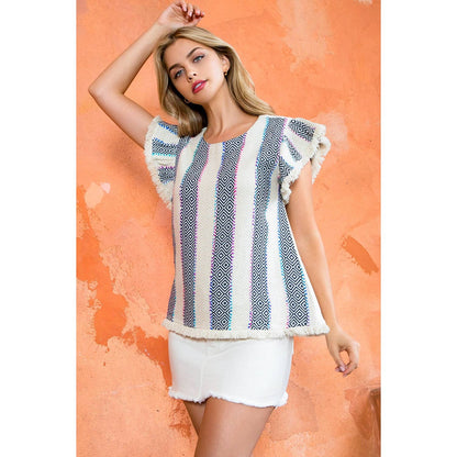 Pattern Stripe Knit Top