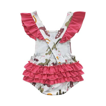 Baby Girl's Cactus Ruffles Western Romper