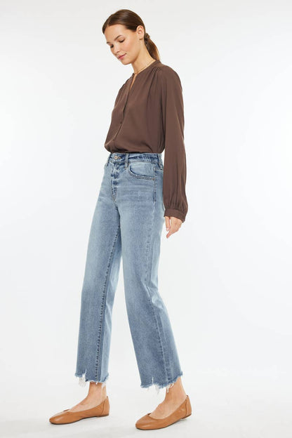 KanCan Violet High Rise Slim Wide Leg Jeans