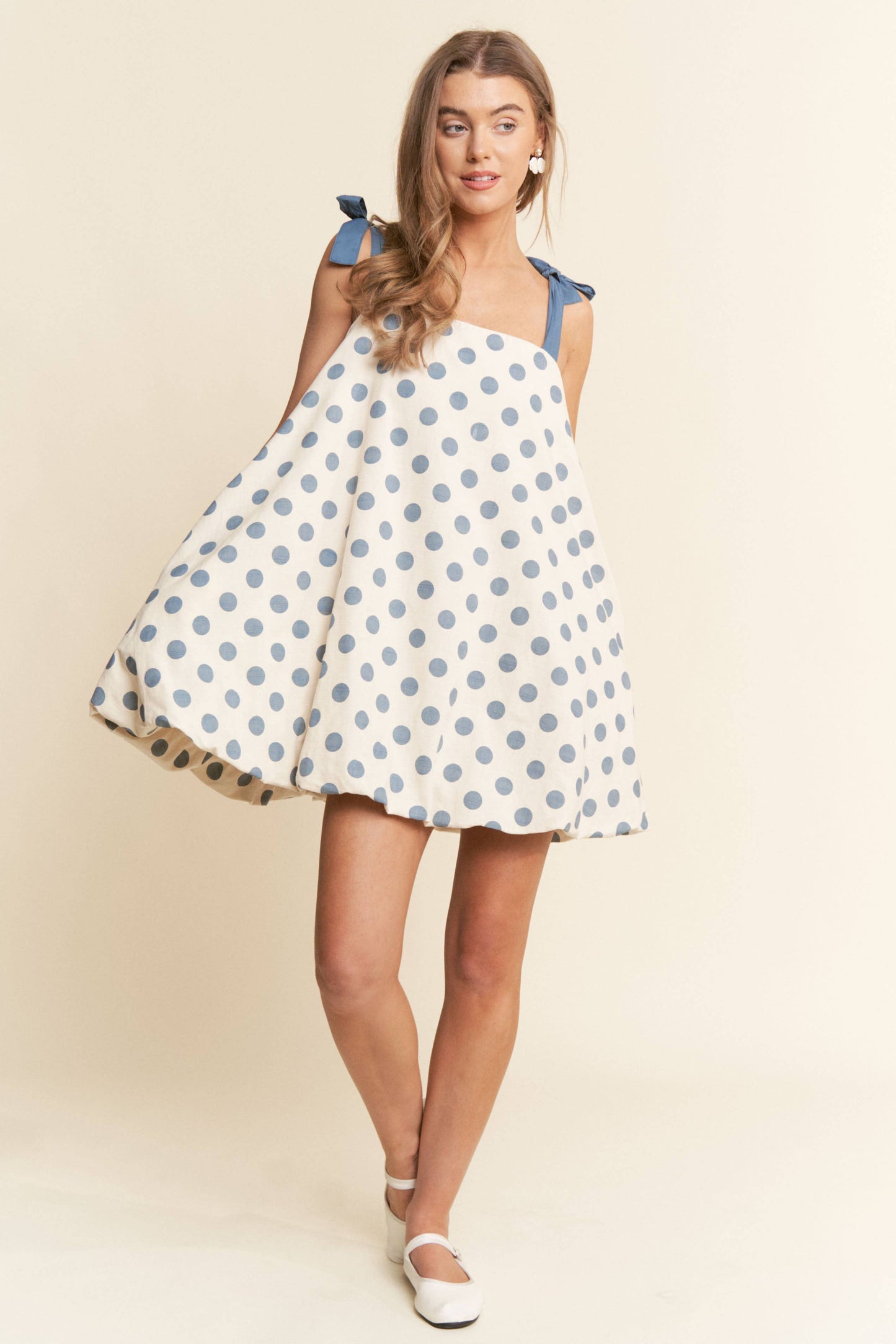 A-line Polka Dot Sleeveless Mini Dress