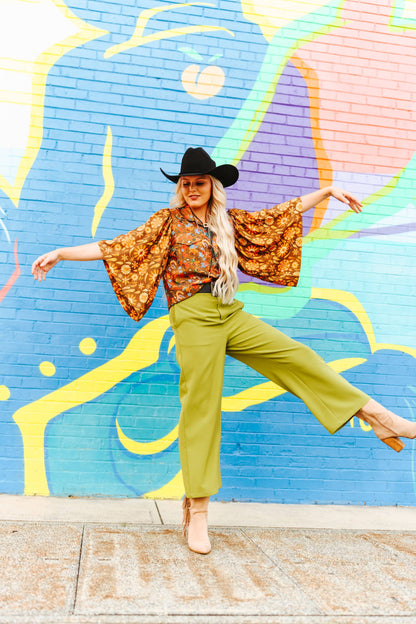 Wide Leg Green Trousers