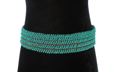 Turquoise & Silver Handmade Stretchy Beaded Bali Belt