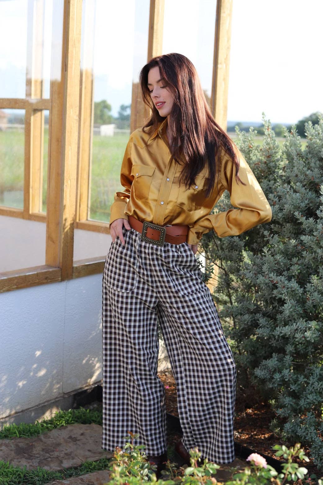 Black Gingham Pants