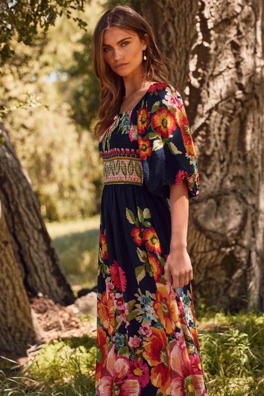Giant Floral Border Printed Maxi Dress
