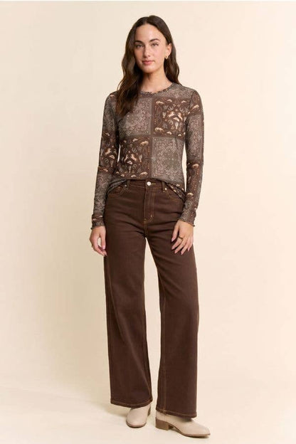 Bandana Print Western Mesh Top