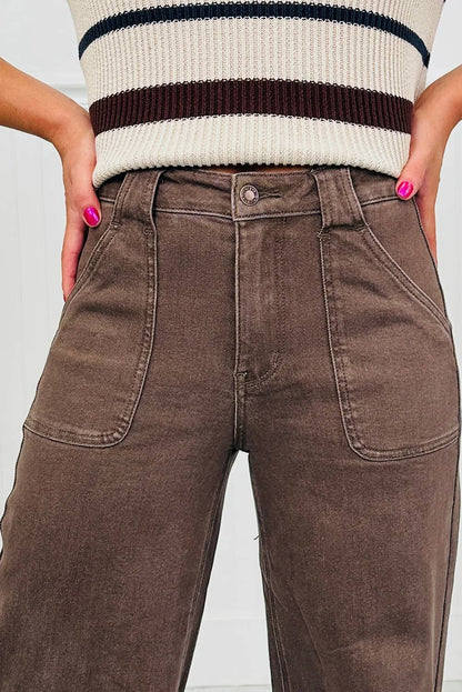 Retro Washed Patch Pocket Loose Jeans