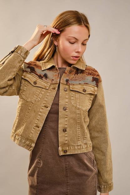 Western Tapestry Denim Jacket