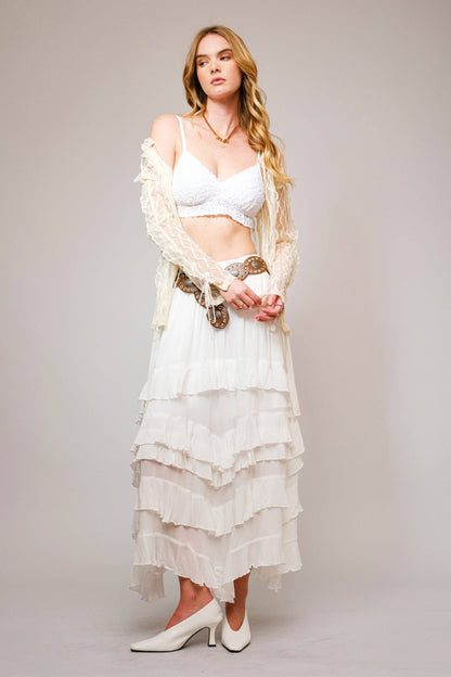 Crinkle Smocked Waist Maxi Skirt